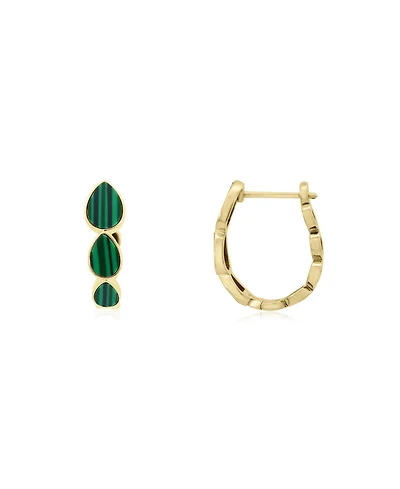 The Lovery Malachite Inside Out Hoop Earrings 14K Gold-Plated Sterling Silver