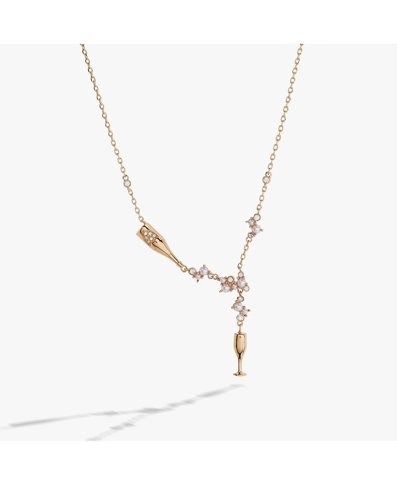 Alex and Ani Champagne Pearl and Crystal Pendant Necklace