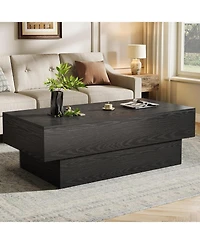 Tribesigns Farmhouse Wood Coffee Table, Rustic Large Rectangle Tea Table