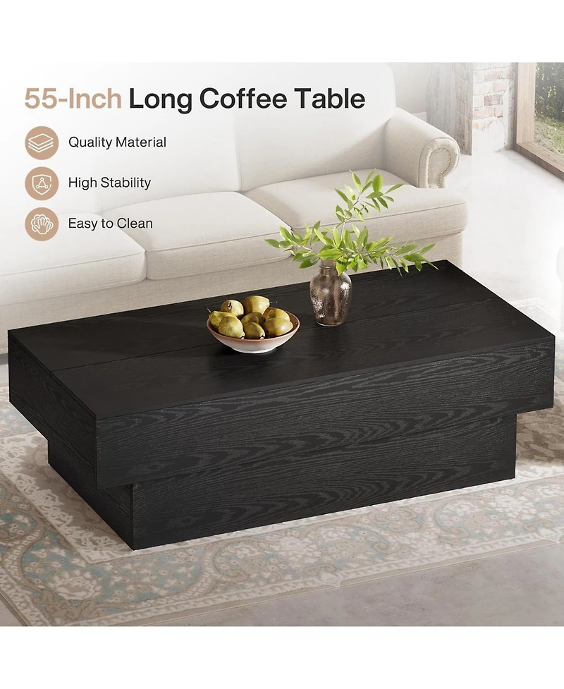 Tribesigns Farmhouse Wood Coffee Table, Rustic Large Rectangle Tea Table