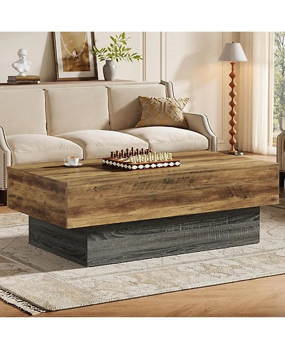 Tribesigns Farmhouse Wood Coffee Table, Rustic Large Rectangle Tea Table