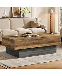 Tribesigns Farmhouse Wood Coffee Table, Rustic Large Rectangle Tea Table