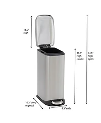 Household Essentials Slim Trash Can, 20 Liter/5 Gallon, Small Stainless Steel Trash Can
