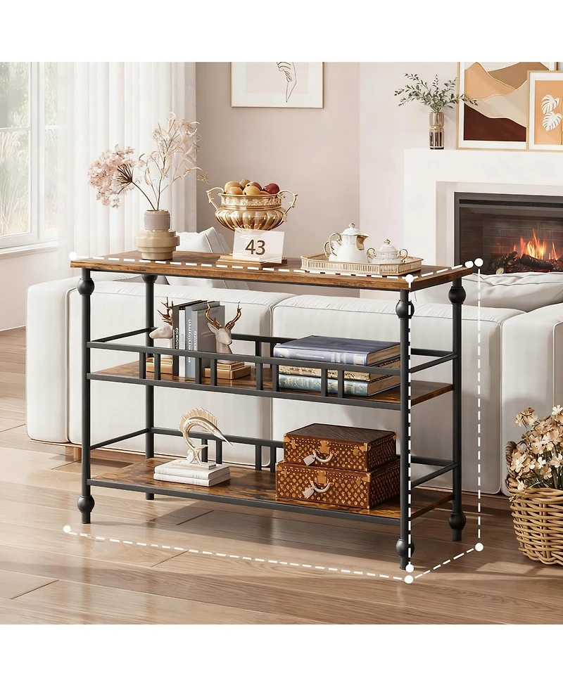 Yigii Console Table 3-Tier Entryway Narrow Sofa Side Shelves