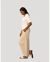 Cable & Gauge Women's Cable and Gauge Linen Blend Button Front Top