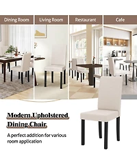 Gymax Dining Chair Set of Fabric Upholstered Rubber Wood Legs Side Armless