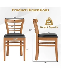 Gymax Modern Dining Chair Set of 2 Upholstered Kitchen Chair with Rubber Wood Legs