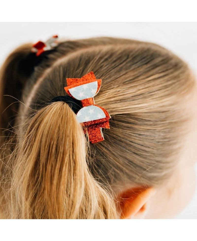 Sweet Wink Little and Big Girls Glitter Flag Bow Clip Set