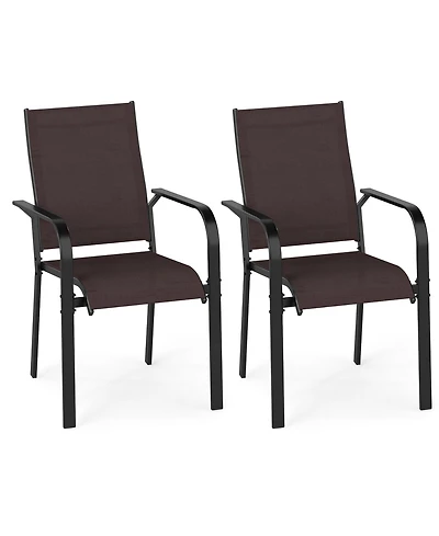 Slickblue Set of 2 Patio Dining Chairs Stackable Outdoor Metal Armchairs