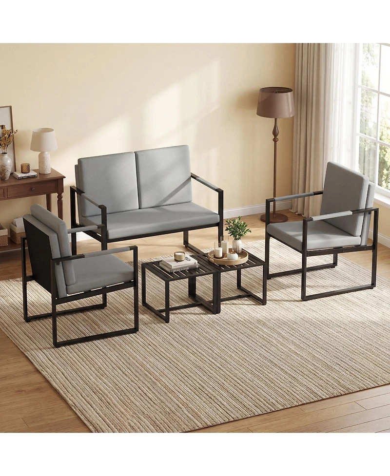 Slickblue Mid Century Modern Accent Chairs Set of 2 with Cushions, Upholstered Sofa