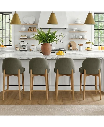 Maison Boucle 25.5" Linen Counter Height Stools Set of 4 for Kitchen Island