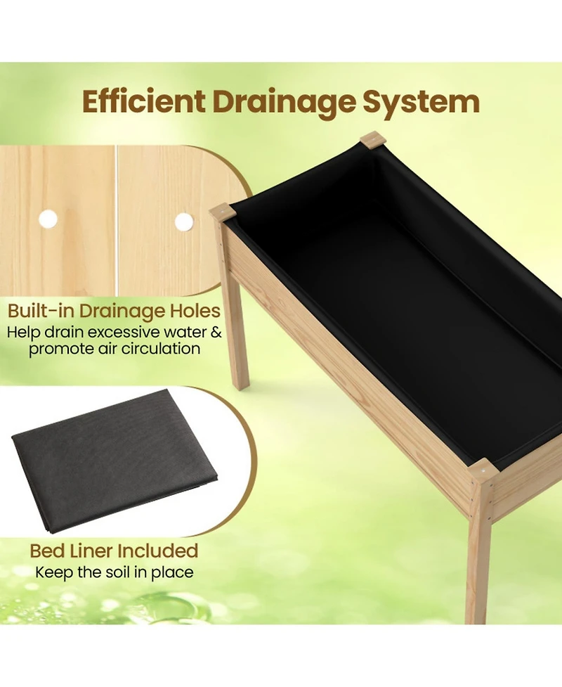 Gouun 47-Inch Raised Vegetable Garden Bed with Drainage Holes