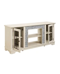 sumyeg 58" Storage Cabinet with 2-Door Storage Faux Stone Media Console Cabinet