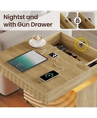 Vlrska 23.6-Inch Wide 2-Drawer Nightstand with Hidden Storage and Human Sensor Light