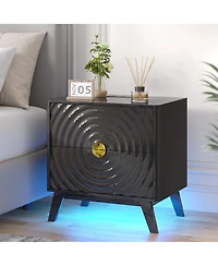 Vlrska 23.6-Inch Wide 2-Drawer Nightstand with Built-in Outlets and Human Sensor Light