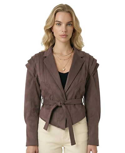 Modenaire Women's Structured Belted Jacket