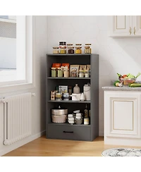 Sugift 48 Inch Tall 4 Tiers Wood Bookcase with Drawer