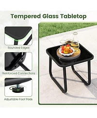 Gouun 3-Piece Outdoor Rocking Bistro Set with Tempered Glass Table