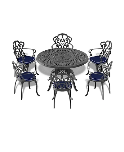 Clihome -inch Cast Aluminum Patio Dining Table With Frame and Umbrella Hole