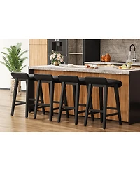 gaomon Counter Height Bar Stools Set of 4, Wood Frame Pu Leather Seat for Kitchen Island