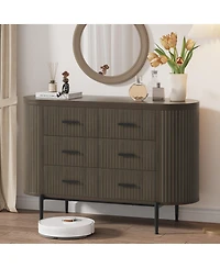 gaomon 47" Wide Mid Century Fluted 6 Drawer Dresser for Bedroom, Wood Chest of Drawers Tv Stand.