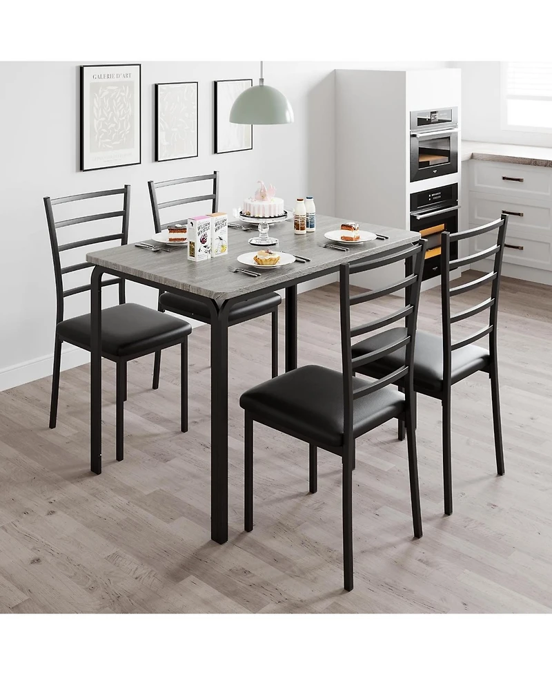 gaomon 5-Piece Small Space Kitchen Table Set, Modern Square Dinette and 4 Chairs for Indoor Dining