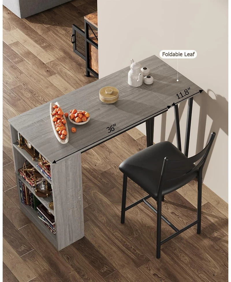 gaomon 2-4 Person Durable Bar Table Set with 16" Wide Cushions and Flip-Top Extension