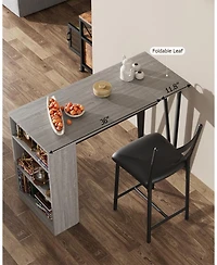 gaomon 2-4 Person Durable Bar Table Set with 16" Wide Cushions and Flip-Top Extension
