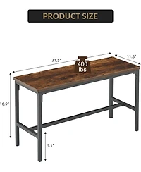 gaomon 3-Piece Dining Set: Table, 2 Benches, Wine Rack and Storage Shelf
