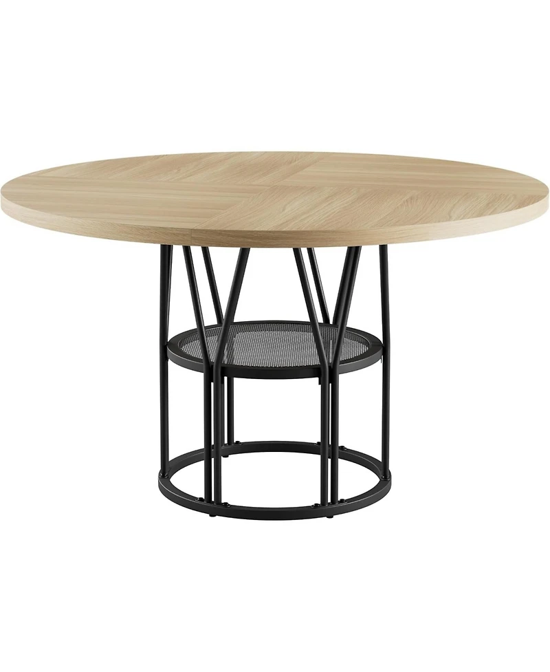 gaomonRound Dinning Table for 4-6, 47" Circle Kitchen Table with Storage Shelf and Sturdy Metal Frame, Modern Dinner Table for Kitchen, Living Room