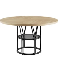 gaomonRound Dinning Table for 4-6, 47" Circle Kitchen Table with Storage Shelf and Sturdy Metal Frame, Modern Dinner Table for Kitchen, Living Room