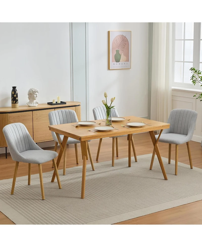 gaomon Dining Chairs Set of 6,Modern Fabric Upholstered Kitchen Chairs with Solid Legs, Weight Capacity 300lbs