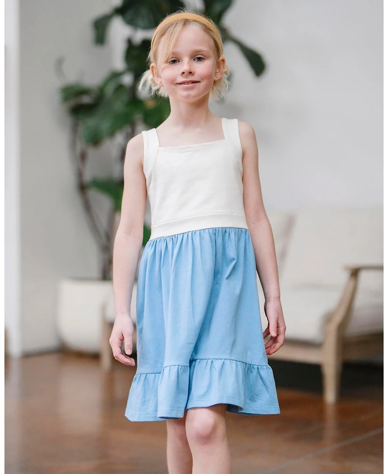 Hope & Henry Little Girls and Organic Knit Tank Sundress with Flounce