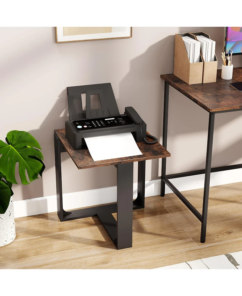 Gymax End Table Industrial Sofa Side Table w/ Metal Frame for Small SpaceBedroom