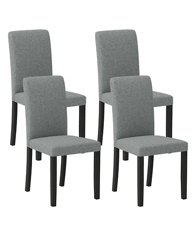Gymax Dining Chair Set of 4 Mid-Century Modern Fabric Upholstered Parson Chairs