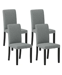 Gymax Dining Chair Set of 4 Mid-Century Modern Fabric Upholstered Parson Chairs