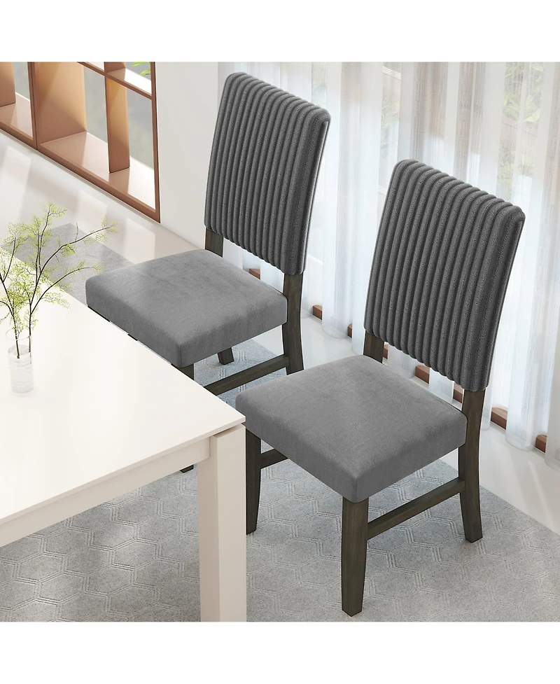 Gymax Dining Chair Set of 2 Mid-Century Modern Velvet Fabric Upholstered Chairs