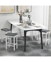 Gymax 24'' Upholstered Bar Stools Set of 4 Home Kitchen w/ Solid Wood Support Legs
