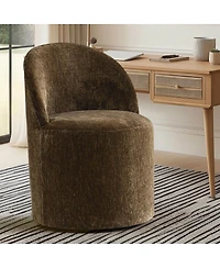 Maison Boucle Chenille Swivel Office Chair with Casters, Barrel Task