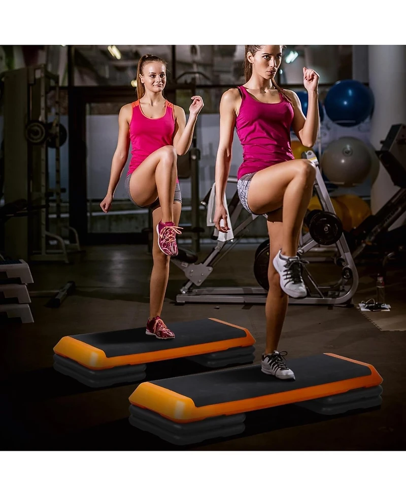 Zeny 43 Exercise Aerobic Step Platform Adjustable Fitness Stepper with 4 Stackable Risers Aerobics Stepper Workout Stepper