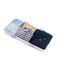 Gouun Under-Bed Rolling Storage Bins with Locking Wheels and Lid, 31.7 x 15.6 x 6.9 in, 4 Pack