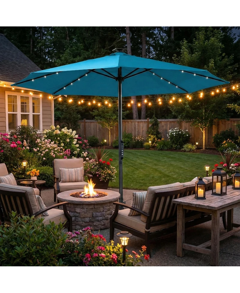 Mondawe 10 feet Electric Patio Umbrella with Remote and Led Light