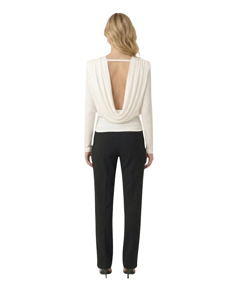 Modenaire Women's Draped Open-Back Fitted-Waist Top