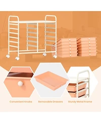 Gouun 12-Drawer Rolling Storage Cart with Steel Frame and Dual Handles for Home and Office