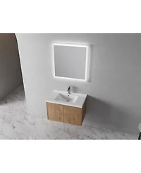 Sillysis Floating Bathroom Vanity with Resin Sink, Modern Plywood Cabinet