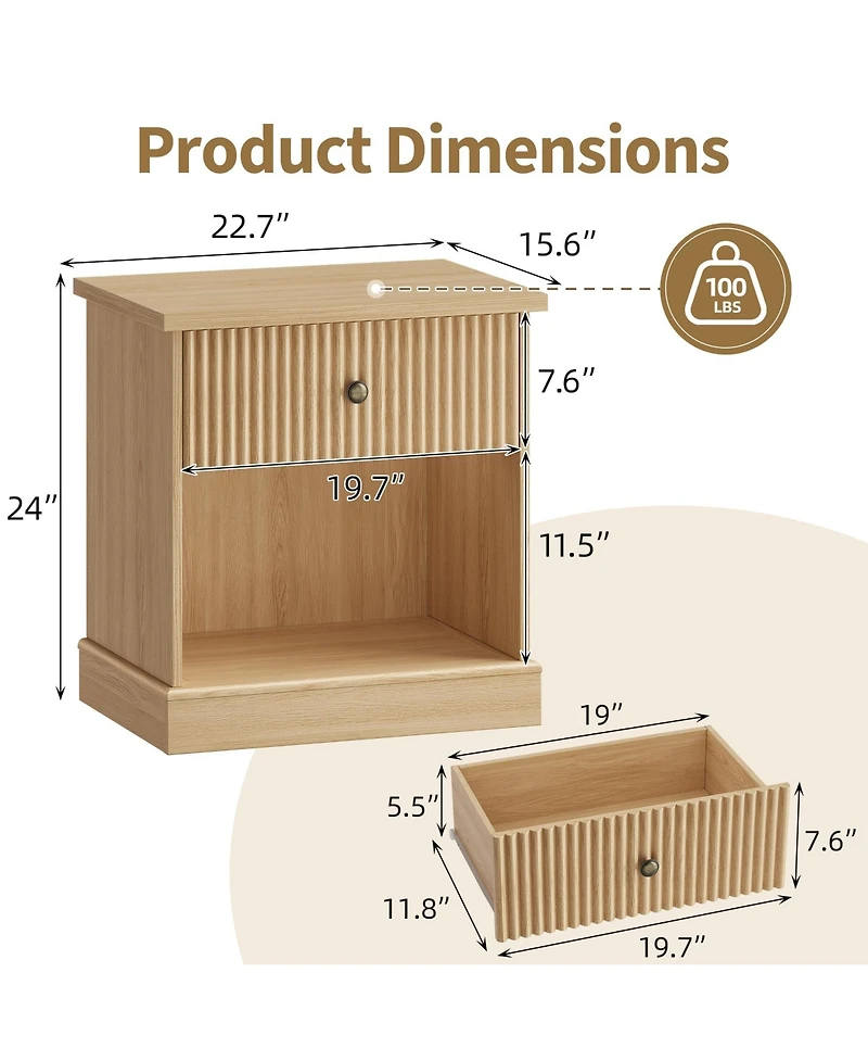gaomon Adults 1-Drawer Nightstand Wood Organization
