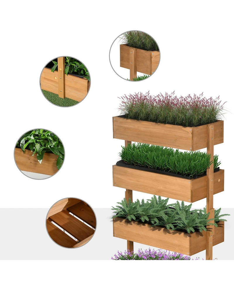 Outsunny 4-Tier Raised Garden Bed with Non-Woven Fabric