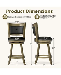 Slickblue Upholstered Counter Height Bar Stools 24 Inch Swivel 2 Piece Set
