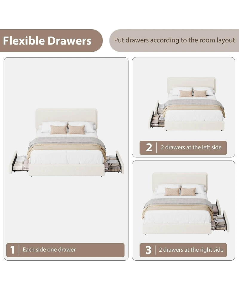 Homfan Cozy Boucle Upholstered Bed Frame