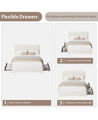 Homfan Cozy Boucle Upholstered Bed Frame